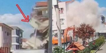 Түркияда үш қабатты тұрғын үй жұрттың көз алдында құлап түсті